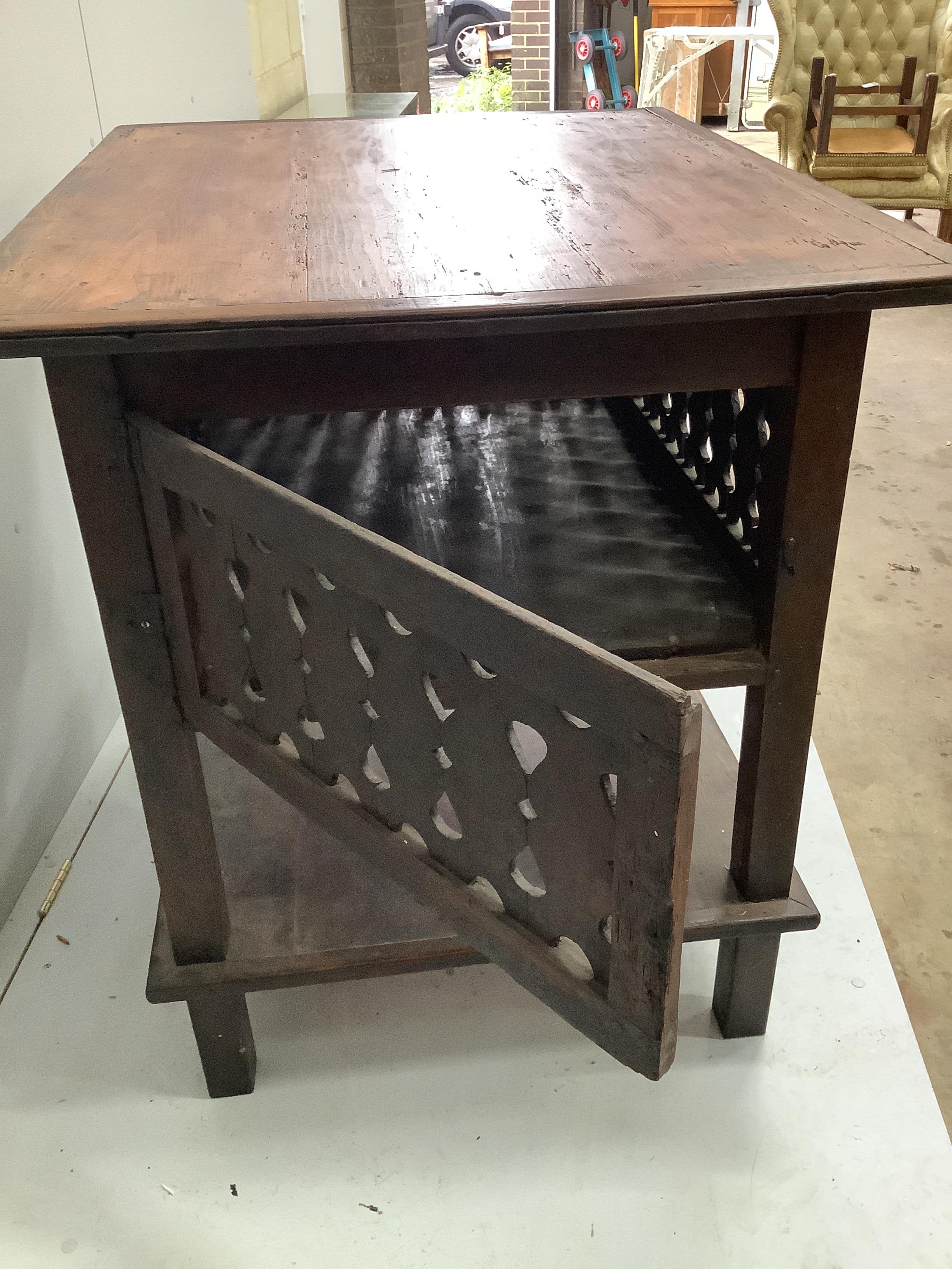 A 19th century Continental rectangular pine meat safe / centre table, width 104cm, depth 82cm, height 94cm